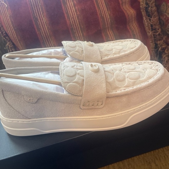 Coach Cream Loafers with Signature Pattern - Picture 4 of 10